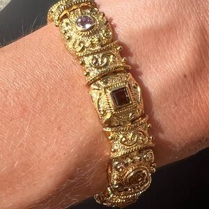 Ross-Simons Etruscan Sterling Silver 18k Gold Vermeil Gemstone Bracelet 7.5"
